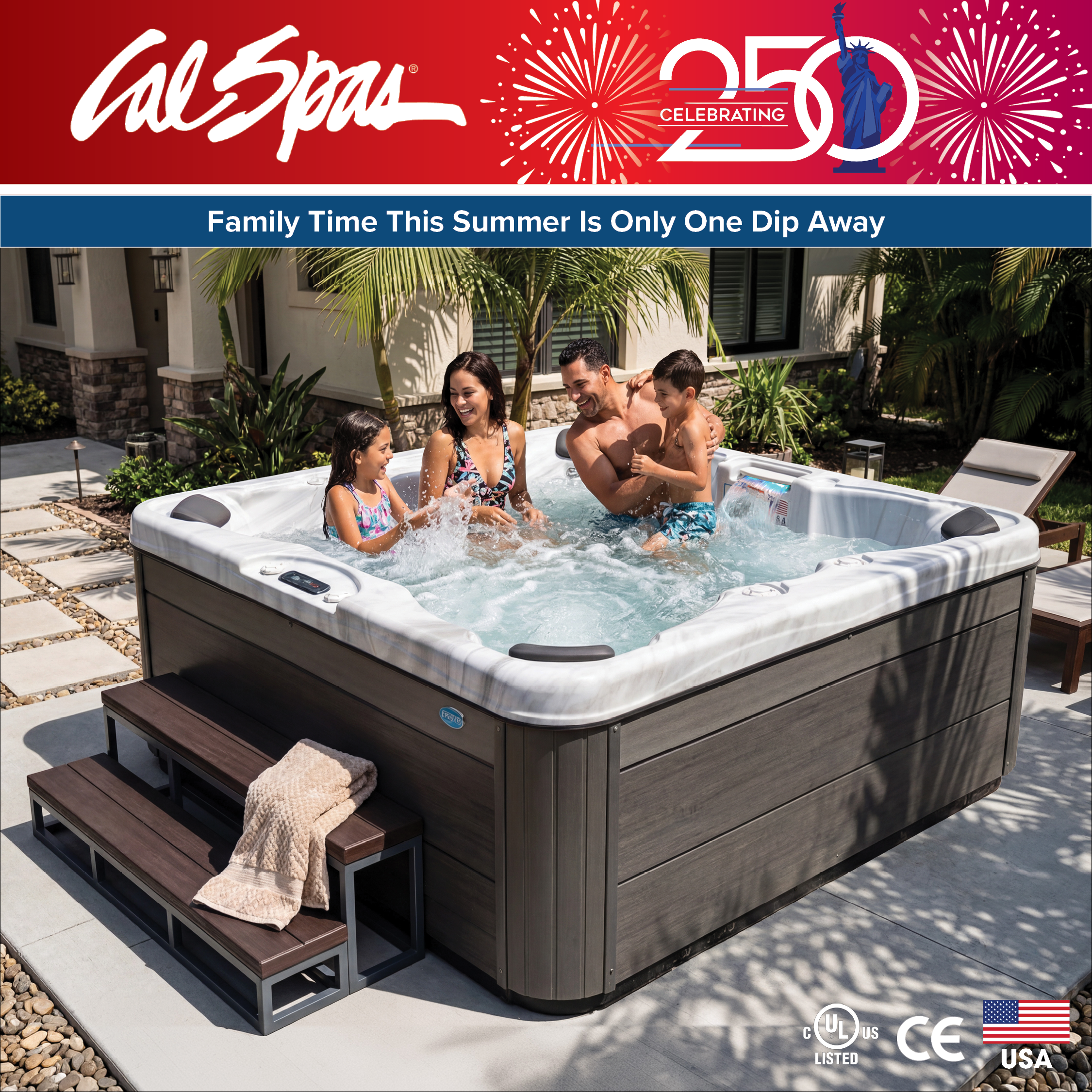 Calspas hot tub being used in a family setting - Burien